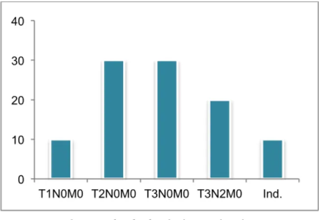 Gráfico 8. Distribuição percentual dos estadios clínicos dos pacientes em estudo. 