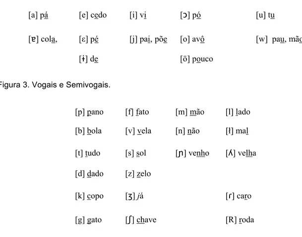 Figura 3. Vogais e Semivogais. 