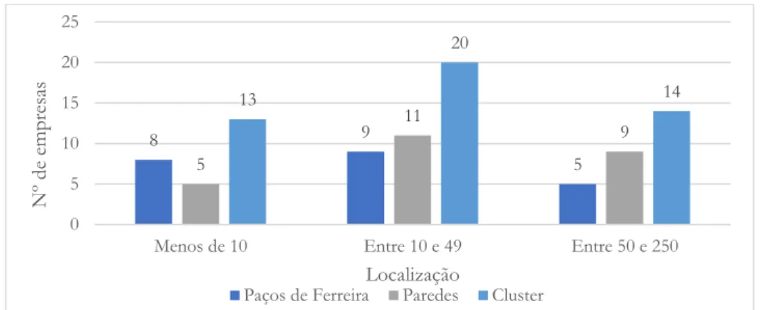 Figura 2 - Distribuição das empresas respondentes por localização e dimensão.