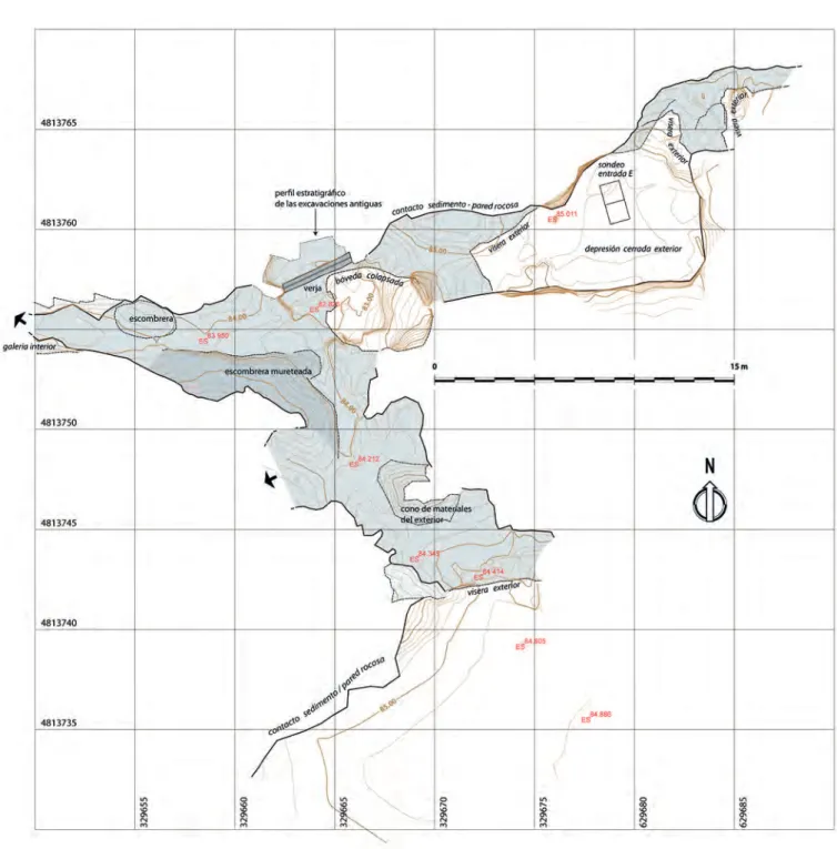 Figura 1: Topografía de la cueva de El Cierro. 