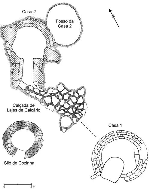 Fig. 6 – Planimetría de Penha Verde (seg. ZBYSZEWSKI &amp; FERREIRA, 1958, Fig. 2 e ZBYSZEWSKI &amp; FERREIRA, 1959, p