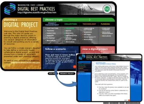 FIG. 1 - Página de entrada do Digital Best Practices (Washington State Library 2010) 