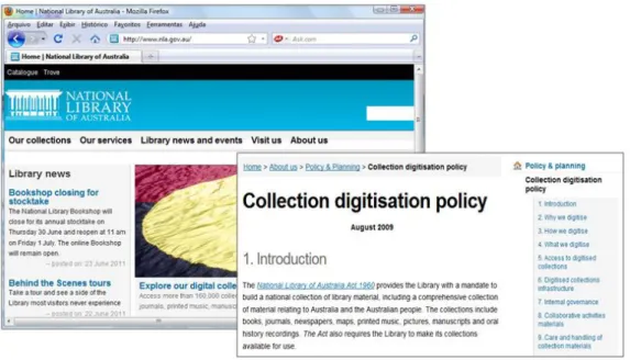 FIG. 2 - Website da National Library of Autralia (National Library of Australia 2011) 