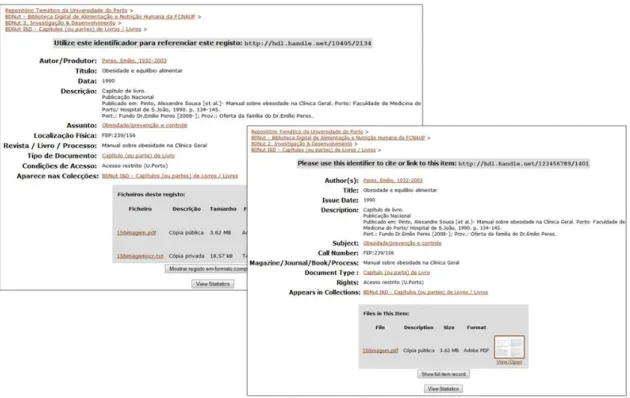 FIG. 7 - Exemplo de registro da BDNut em formato simples, em língua portuguesa e inglesa (UP 2011) 