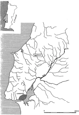 Figure  1 : Situation  de  l'abri  de  Bocas  (Rio  Maior,  Portugal). 