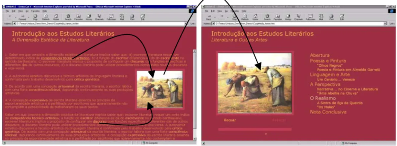 Fig. 8.1 – a) Text centered page; b) Video centered page. 
