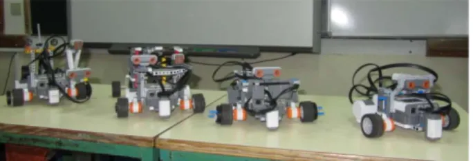 Figure 3. Two robots with the ultrasonic sensor on  different locations 