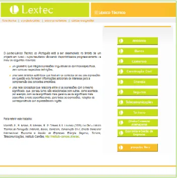 Figure 2: List of terms in the domain of Environment  begining with the letter C represented in LexTec 