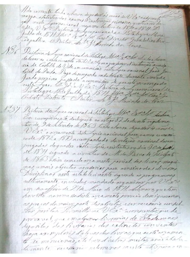 Figura 3 - Livro de registo da Correspondência Expedida (1861-1876) 