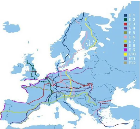 Figura 4: Representação das Grandes Rotas Transeuropeias  Fonte: ERA (2016)