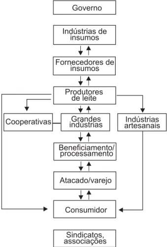 Fig. 1. Representação simplificada de segmentos da cadeia produtiva do leite.