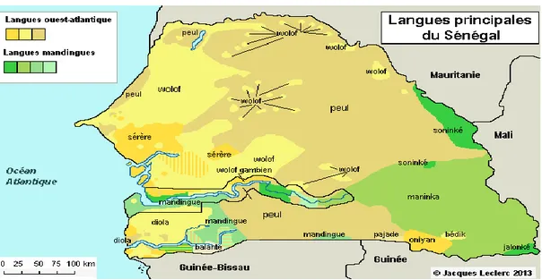 Figura 1 – Distribuição espaço-linguística no Senegal 