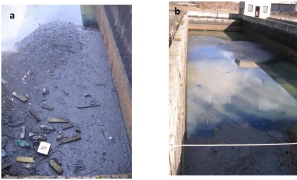 Figure 6  – a: Runoff settling tank located in Kladno empty; b: Runoff settling tank located in Kladno full 