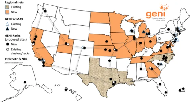 Figure 2.4: Map with all GENI sites. (Source: www.geni.net)