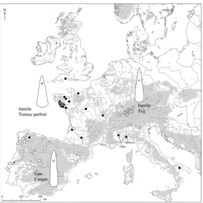 Fig. 9 – Distribuição  dos machados de  talão perfurado a  nível europeu 