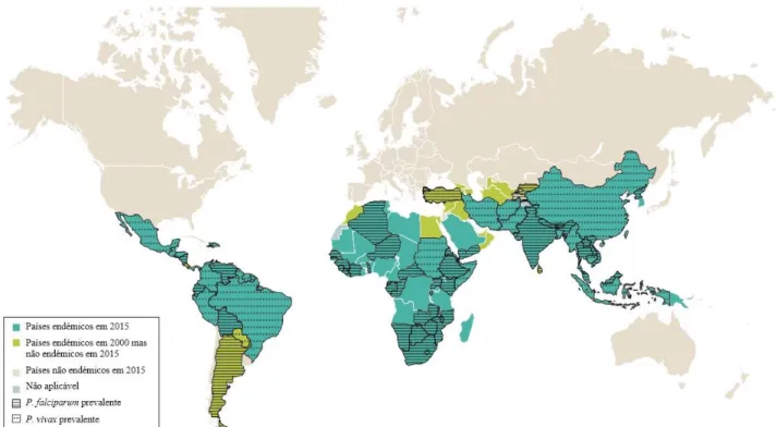 Figura 1: Prevalência da Malária em 2015. Adaptado de (16). 