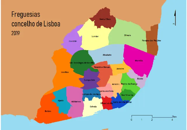 Figura 1. Mapa das freguesias do concelho de Lisboa 