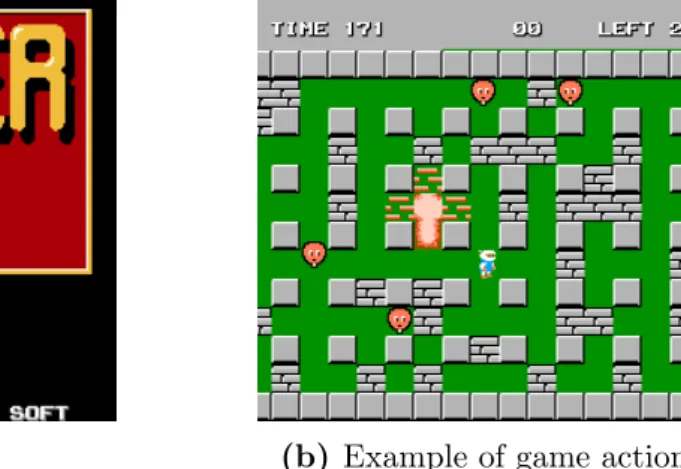 Figure 1.1: Screenshots from the original 1985 Bomberman game. Taken from MobyGames website.