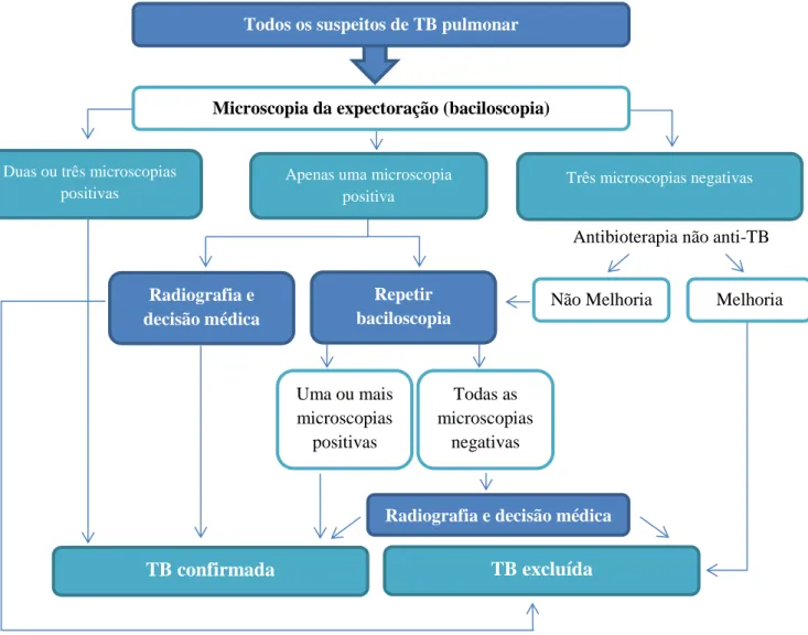 Figura 7 – Abordagem diagnóstica na suspeita de casos de TB pulmonar. 