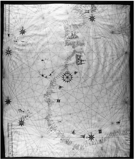 Figura 7 – Mapa dos arquipélagos atlânticos e costa ocidental africana. Anónimo. Biblioteca Estense, Modena, Ms