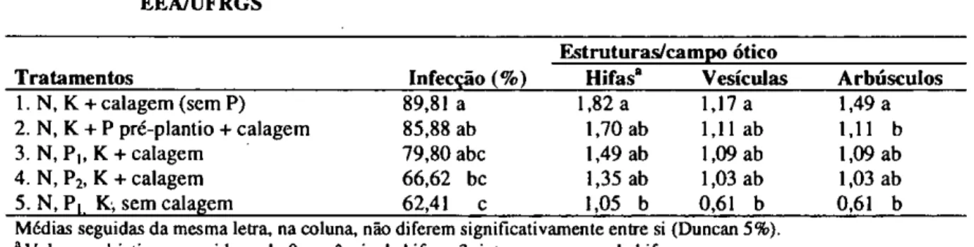 TABELA  3 - Influência de níveis de adubação com fósforo e calagem em tangerineiras `Montenegrina'  (Citrus deliciosa  Tenore) sobre o pH e teores de fósforo  (P),  potássio (K), cálcio (Ca) e magnésio  (Mg) do solo, na profundidade de zero a 15 cm, em mar