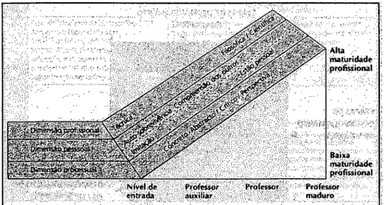 Figura 2.3. Factores de evolução no desenvolvimento da maturidade dos  Professores (Extraído de Pickie, 1985, citado em Marcelo, 1999)