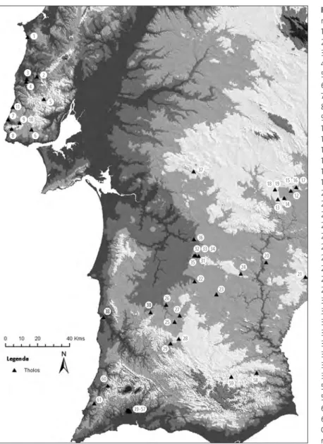 FIG. 4. Localização dos tholoi  referidos no texto: 
