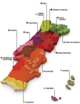 Fig.  I.  2  -  Representation  of  the  Portuguese  wine  producing  regions  (image  from  http://www.winesofportugal.info/, used with permission for non-commercial uses)