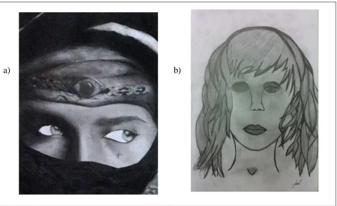 FIGURA  3  –  Desenhos  feitos  por  dois  alunos  da  SRAH/SD  -  Diferença  de  habilidades  técnicas  de  representação entre os treze e onze anos de idade