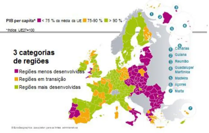 Figura 5 – Simulação da elegibilidade nas regiões da União Europeia 