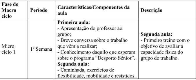 Tabela 4   Planeamento do macro-ciclo  Fase do 