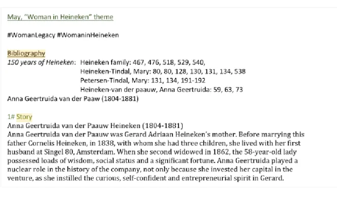 Figure 8 - Draft version of the stories for the new HCF website. Source: intern’s work