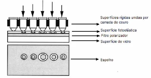 Figura 2. Exemplo de um sistema pedobarógrafo usando o princípio da  fotoelasticidade (imagem adaptada de [Urry, 1999])