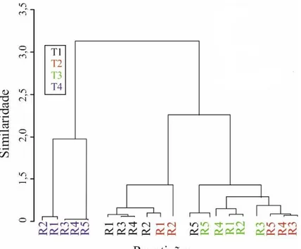 Figura 4. Agrupamento hierárquico das variáveis do crescimento inicial de minimelancia cv