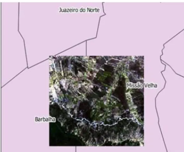 Figura 1. Localização da área do polo irrigado, com recorte da imagem em R3G2B1.
