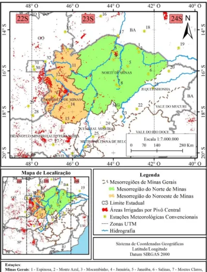 Figura  1.  Mapa  de  Localização  da  mesorregião  do  Norte  e  Noroeste  do  estado  de  Minas  Gerais