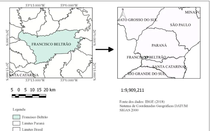 Figura 1. Mapa de localização da área de estudo, Francisco Beltrão-PR. 