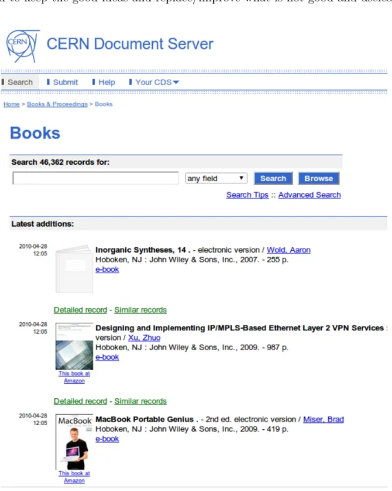 Figure 3.2: OPAC of CDS Invenio – searching books.