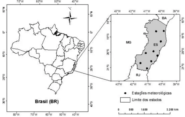Figura 1. Localização da área em estudo, estado do Espírito Santo (ES), Brasil.