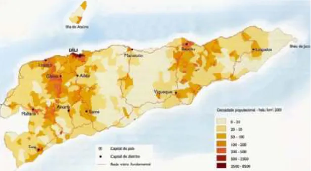 Figura 5: Mapa da densidade populacional.  Fonte: ETTA et al, 2001 em Esteves (2003).