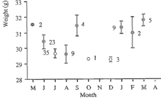 Fig.  6.  Comparison between  fat  scores in  summer  (May-September) and winter (December-April)