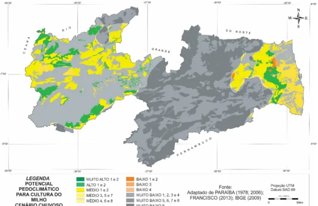 Figura 8. Potencial pedoclimático para cultura do milho cenário chuvoso. 