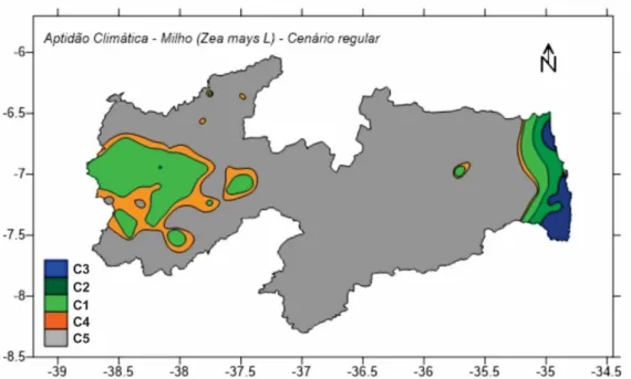 Figura 4. Aptidão climática para cultura do milho para o cenário regular. 