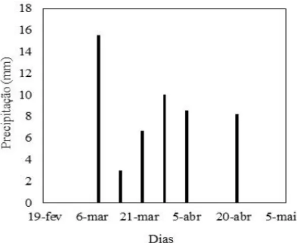 Figura 1.  Precipitação pluvial  (P), durante o  período de condução do experimento. 