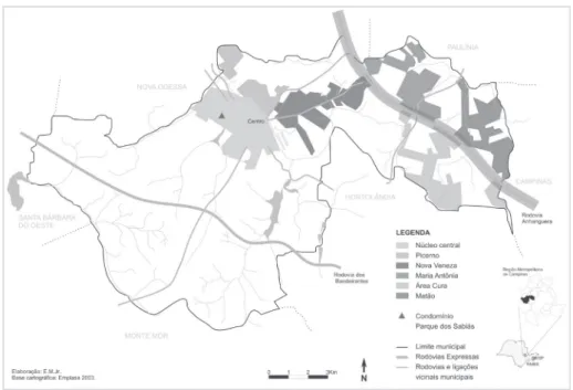 Figura 3: Malha urbana e divisão por Bairros de Sumaré 