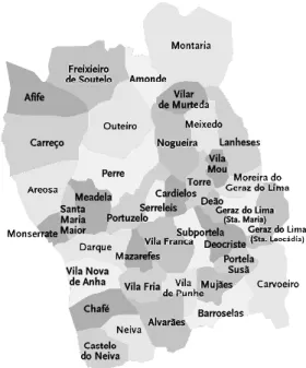 Figura 1.  Mapa do concelho de Viana do Castelo 