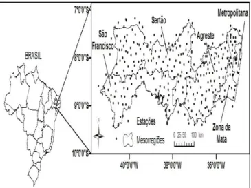 Figura  1.  Localização  da  área  de  estudo  e  dos  postos pluviométricos . 