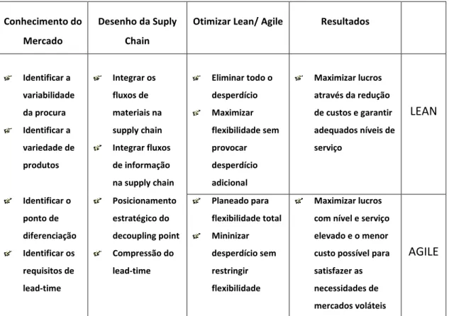 Figura 8 – Mapa de integração das cadeias lean e agile 