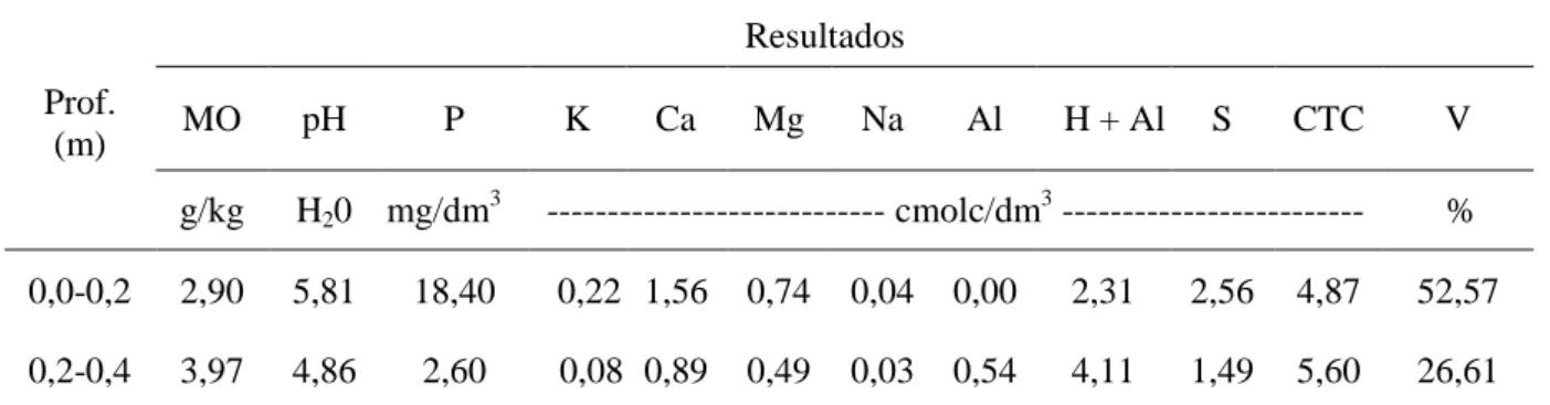 Tabela 2. Características químicas do solo da área experimental. Teresina, PI, 2008. 