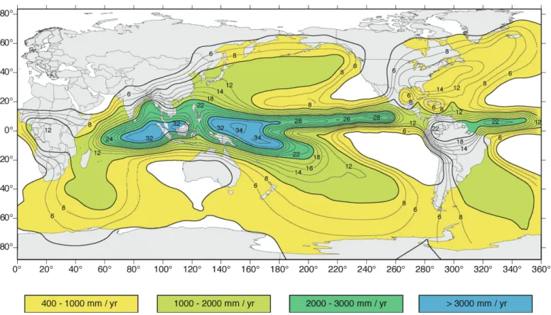 FIGURE 4  Average annual rainfall in millimeters per year for the 17-year period from 1979 to 1995